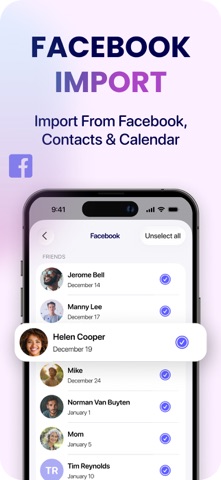 Birthday Reminder and Calendar iPhone screenshot
