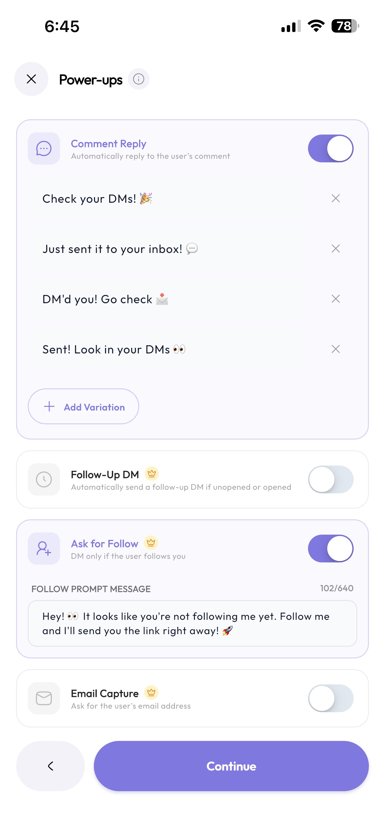 Screenshot 8 of AfterComment: DM Automation