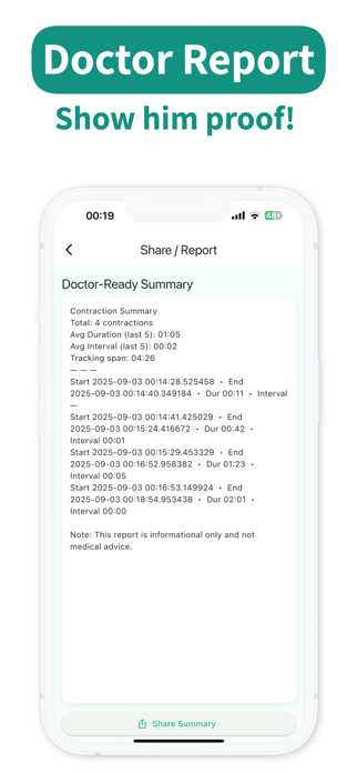 Contraction Tracker Timer 9m Screenshot 3 of 4