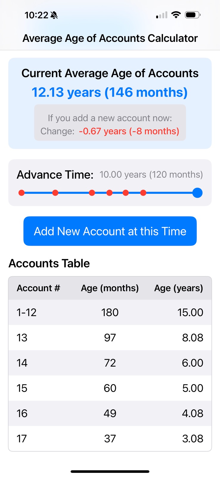 Credit Age Calculator iphone screenshot 3