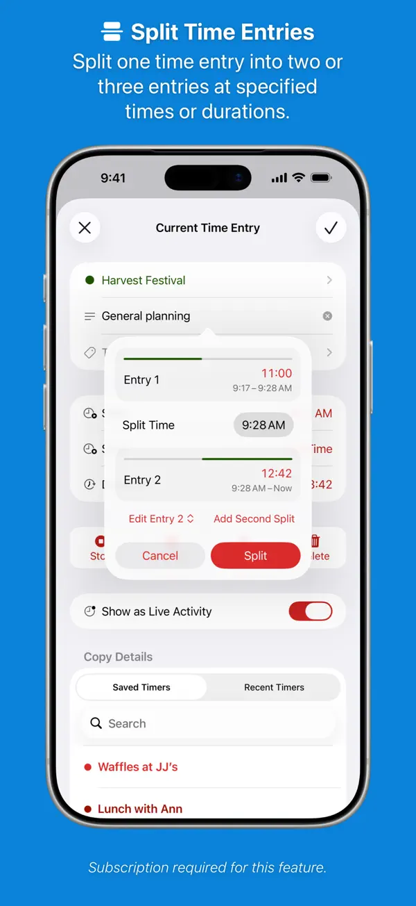 Timery for Toggl iPhone App Screenshot 5 – Produktivität