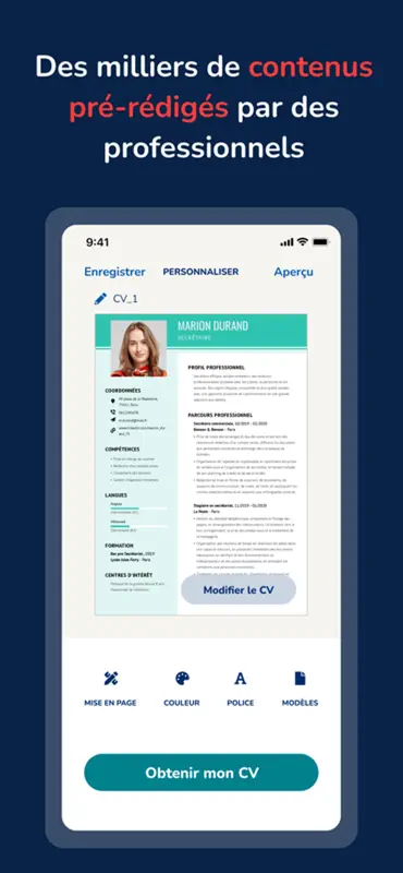 Mon CV Parfait : CV designer screenshot 3 of 8