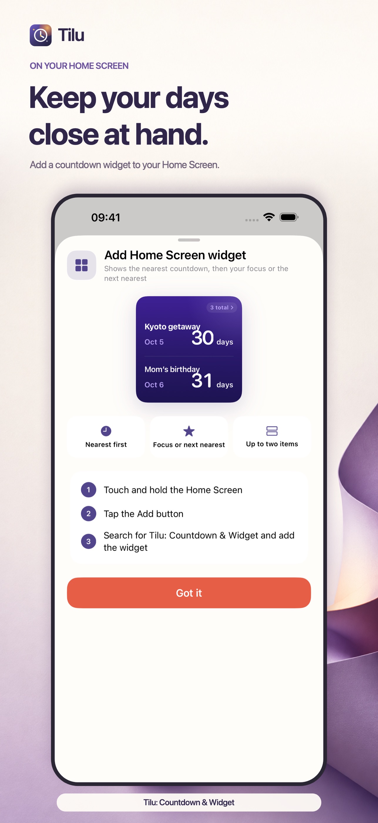 Screenshot 5 of Tilu: Countdown & Widget