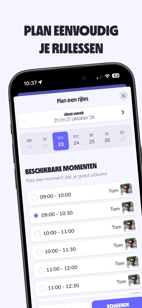 On My Way - The app simplifies driving lesson booking through an intuitive calendar interface and real-time instructor availability.
