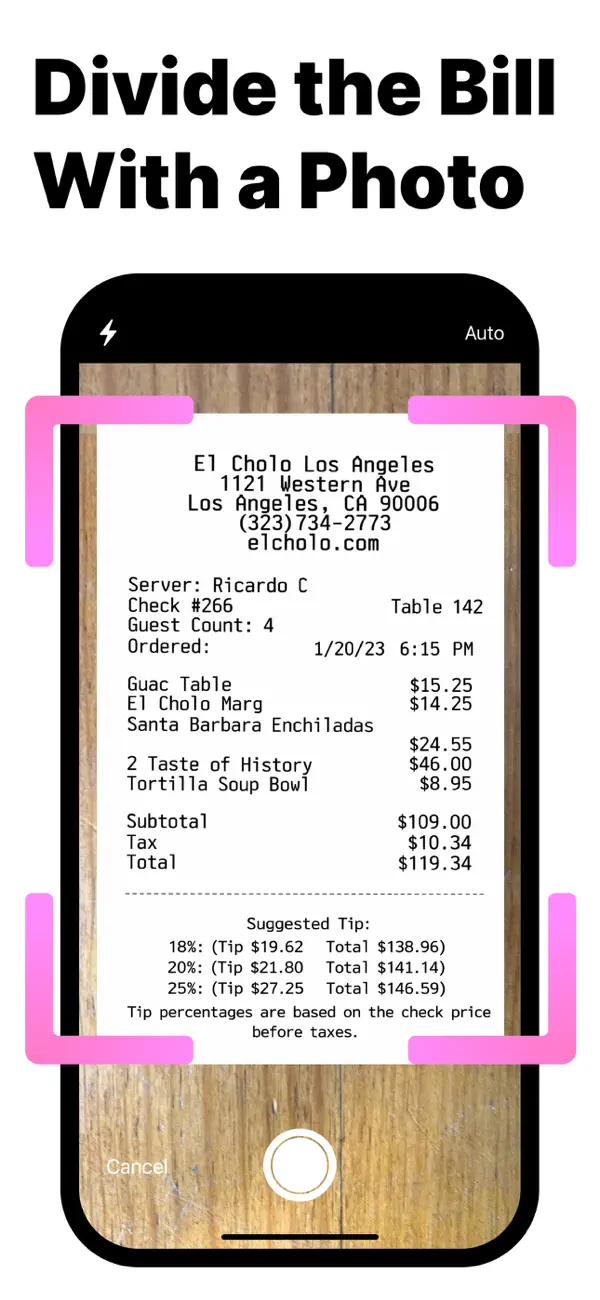 Screenshot #1 pour Checkparty Meal Bill Splitter