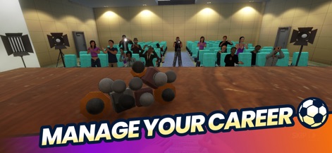 Soccer Life Simulator - Explore the essential off-field aspects of a soccer star's life, from navigating intense press conferences to signing important documents, emphasizing the "MANAGE YOUR CAREER" progression.