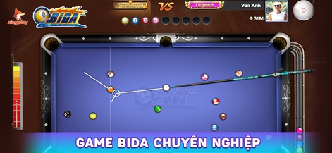 Cổng game ZingPlay - iCa - 이 스크린샷은 사실적인 당구대와 정확한 조준선을 통해, 사용자가 프로페셔널 플레이어와 같은 수준의 몰입감 있는 당구 경기를 즐길 수 있음을 보여줍니다.