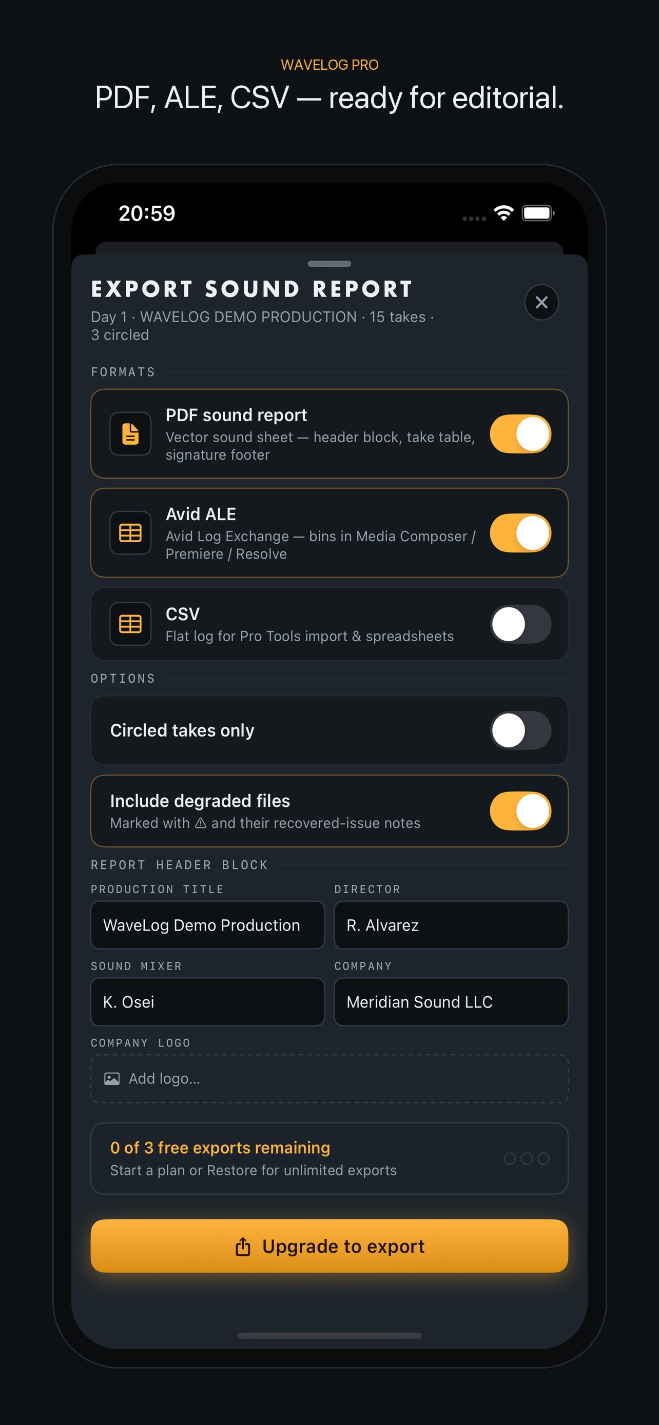 Screenshot 5 of WaveLog Pro: Sound Reports