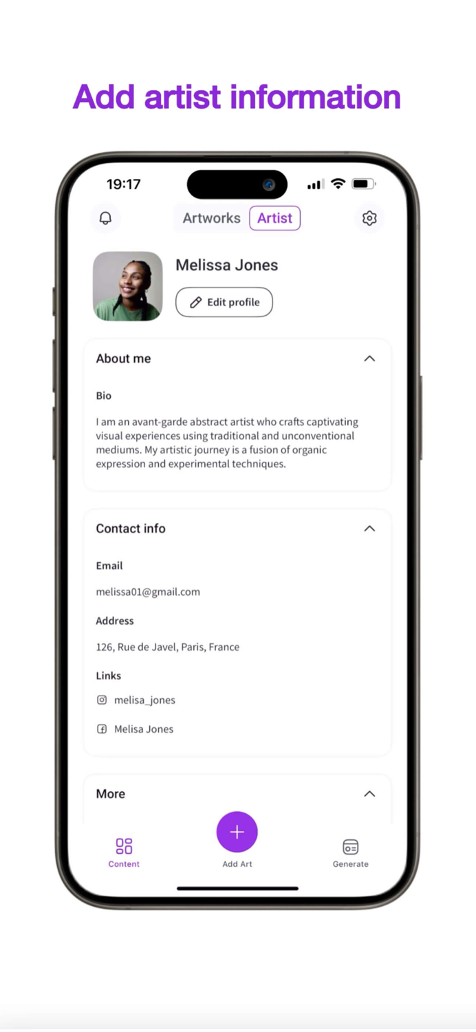 Wall Portfolio for Artist