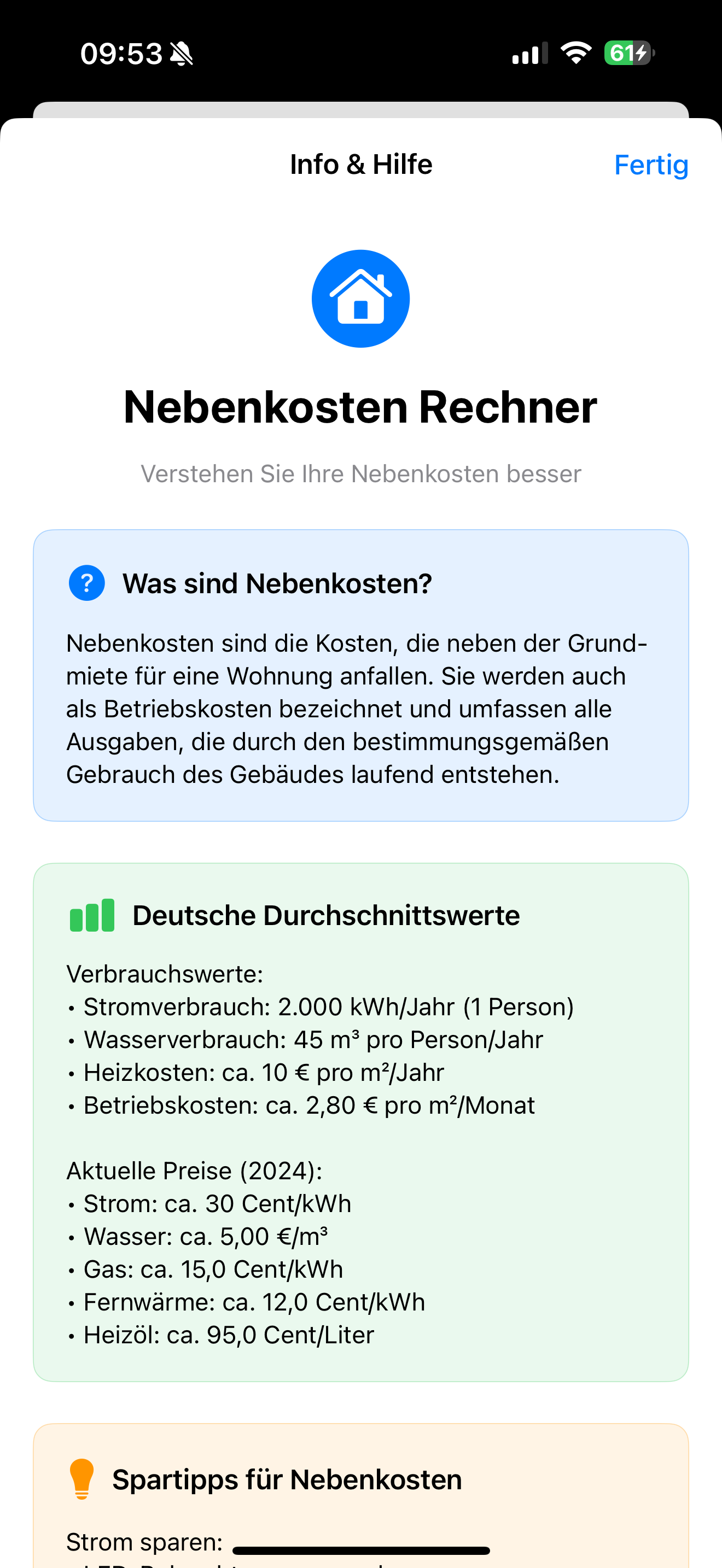 Nebenkosten Rechner