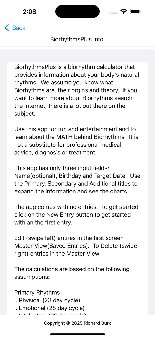 Screenshot #1 pour BiorhythmsPlus