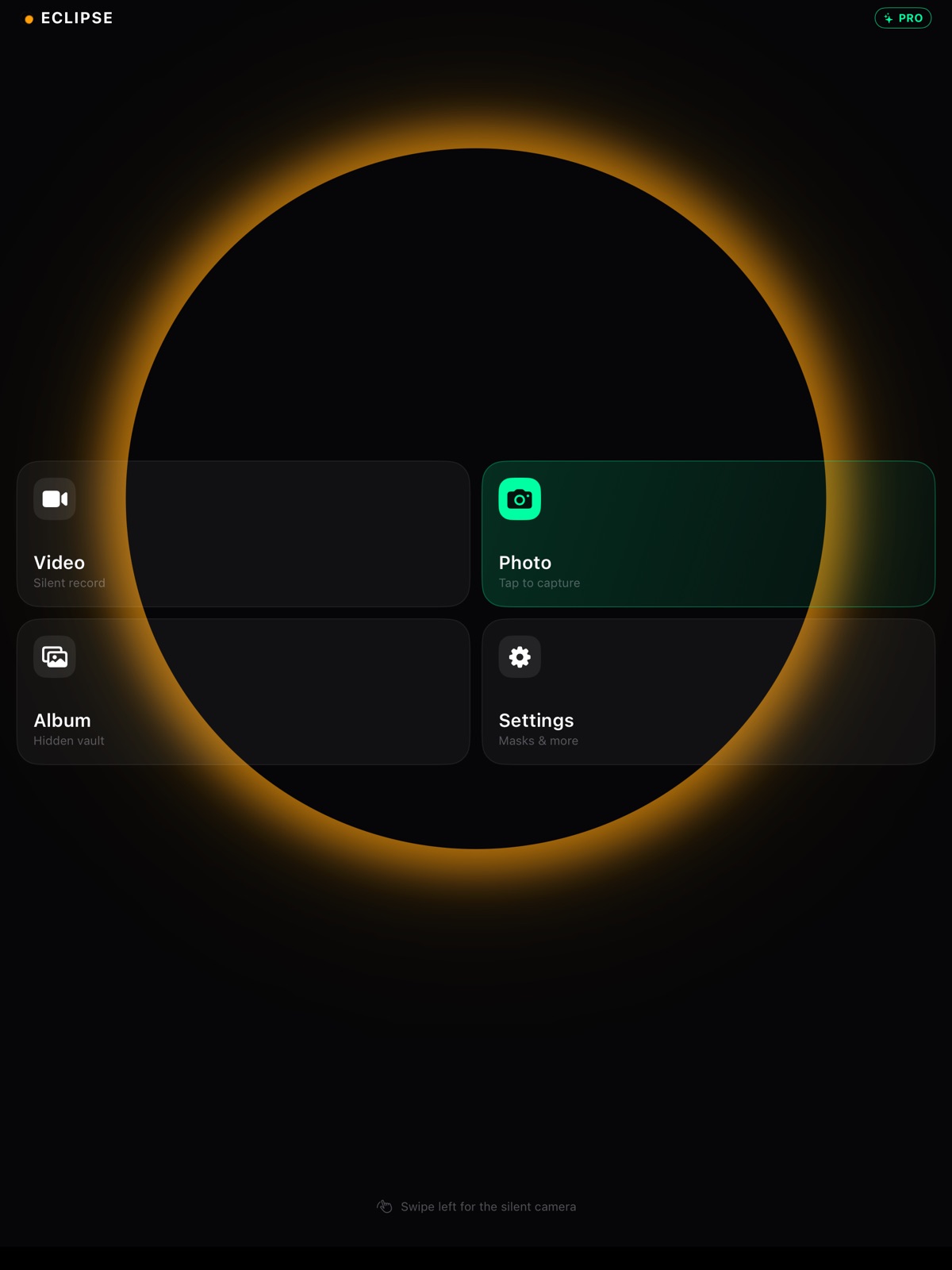 Eclipse: Dark Screen Camera ipad screenshot 1