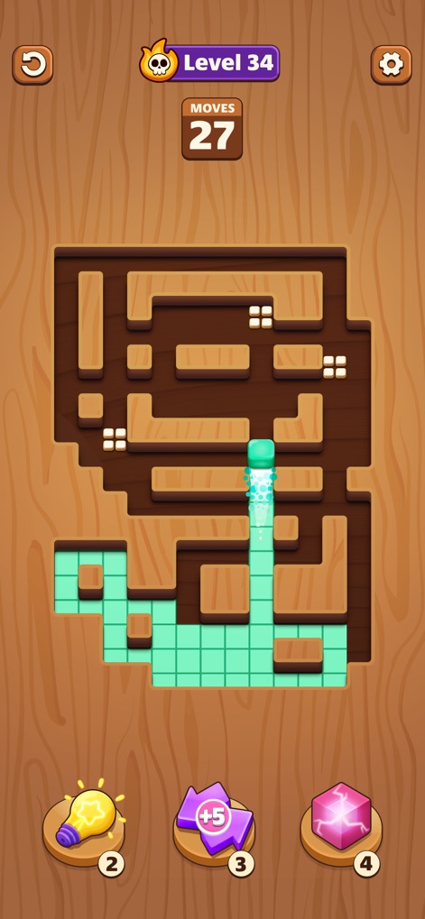 Maze Fill - Observe the app's irregular maze shapes, which demand careful path planning, and how the partially filled path reveals strategic progress within a level.