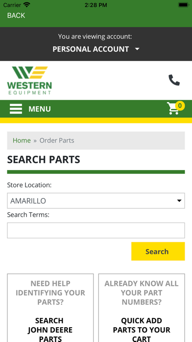 Western Equipment Portal Screenshot