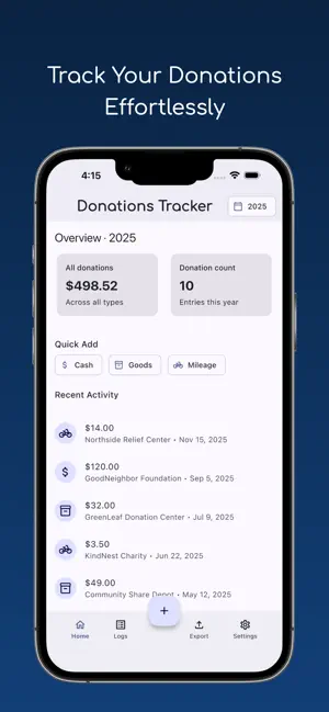 Donations Tracker screenshot 1