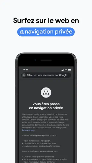 Capture d'écran de Google Chrome sur iPhone 7