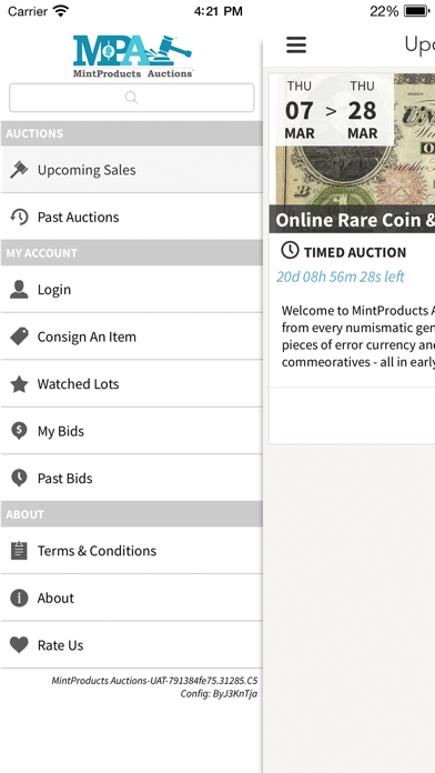 MintProducts Auctions Screenshot