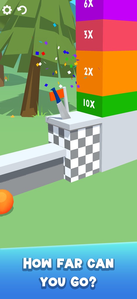 Slice It All! - The app motivates players with a clear progression system, featuring exciting confetti animations and visible multiplier blocks at the level's end.