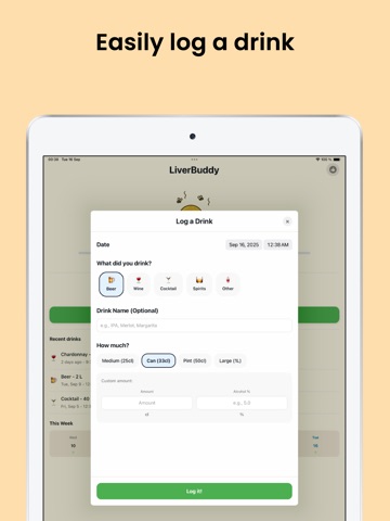 Liver Buddy: Alcohol tracker iPad screenshot