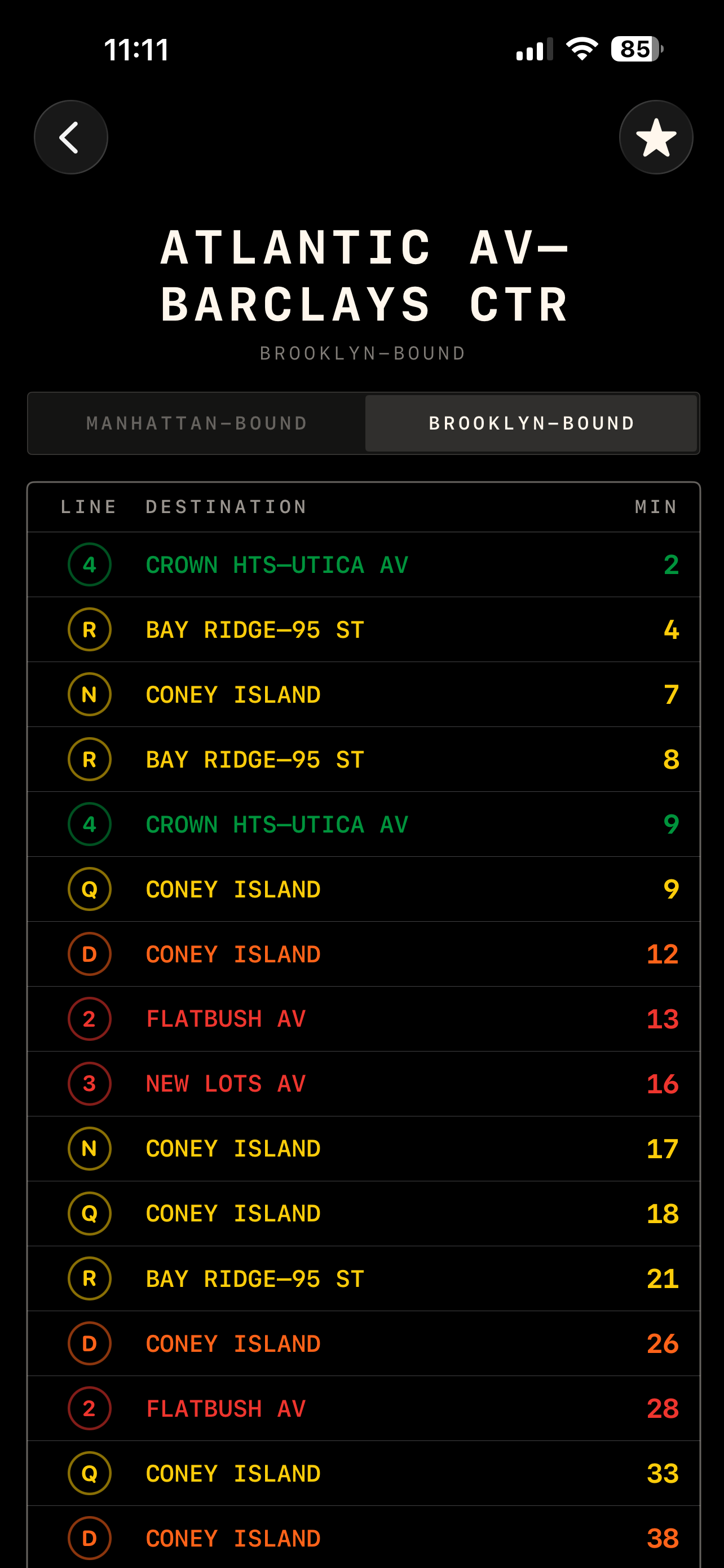 Subway: Real-Time Arrivals