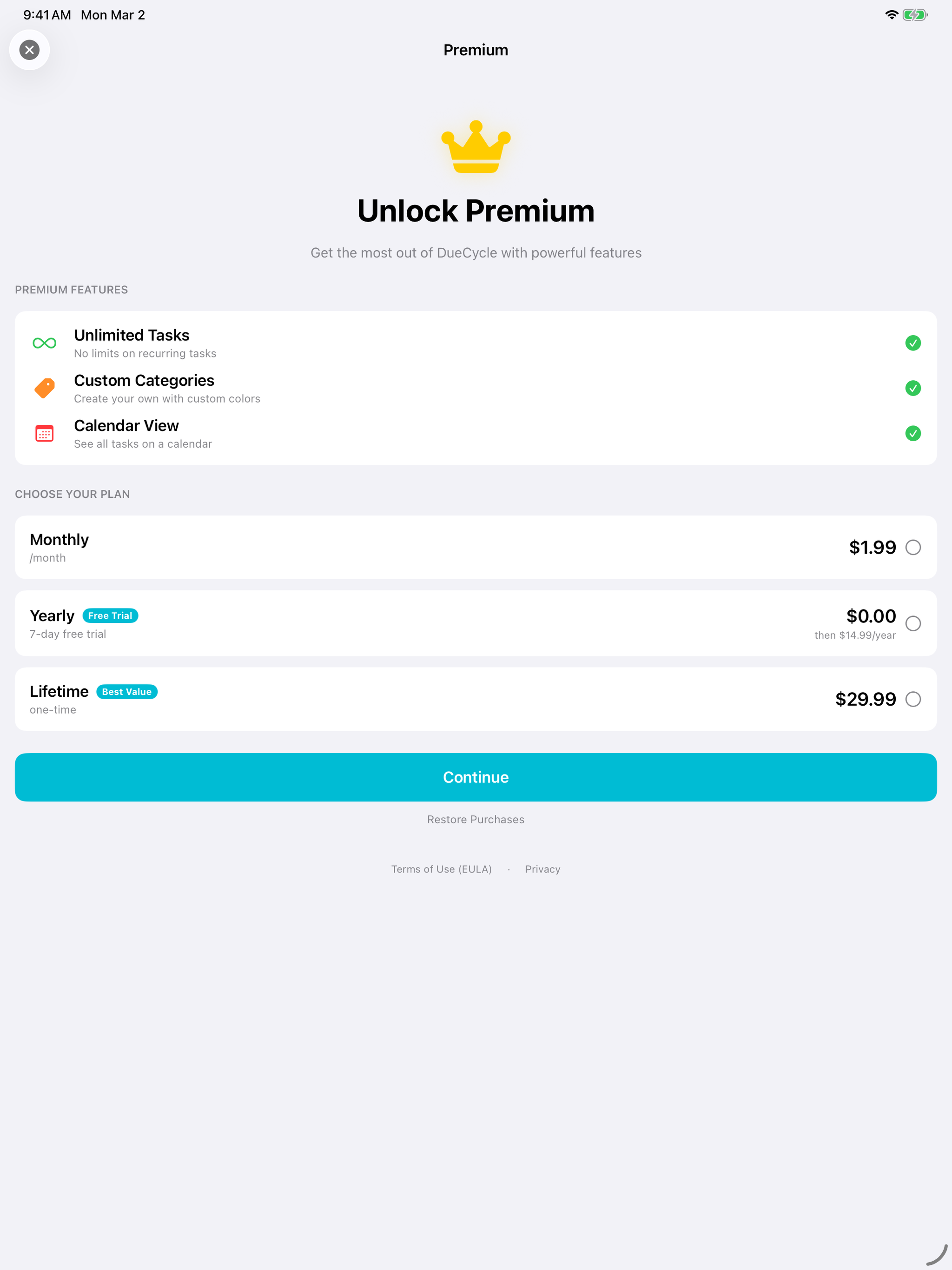 DueCycle: Recurring Tasks