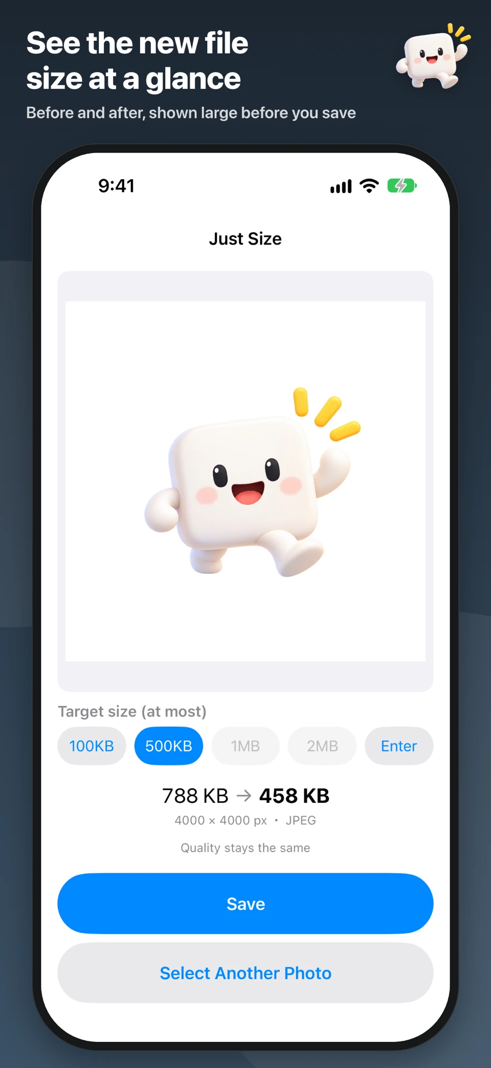 Photo Compressor to KB/MB screenshot