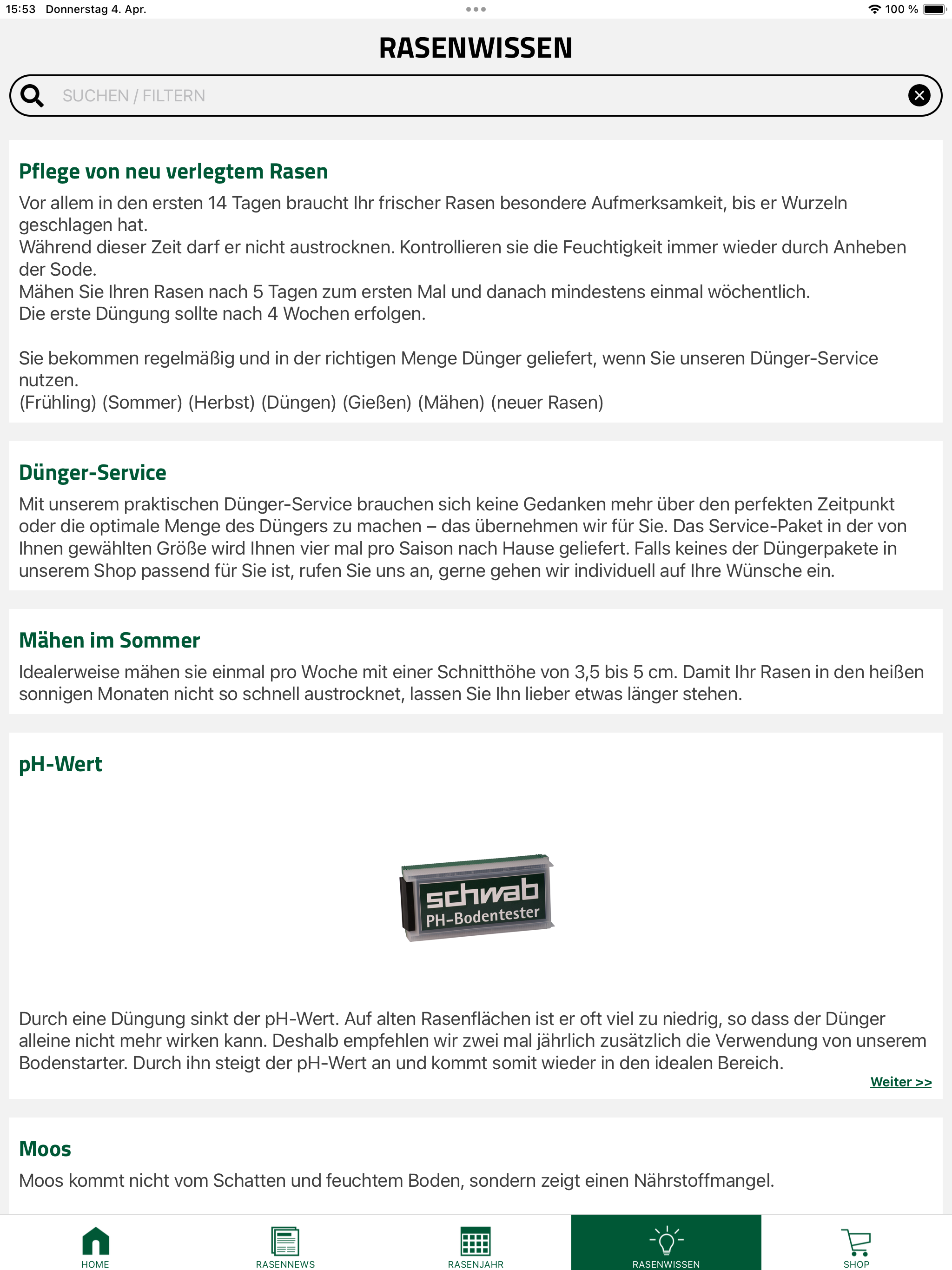 Schwab Rasenpflege App