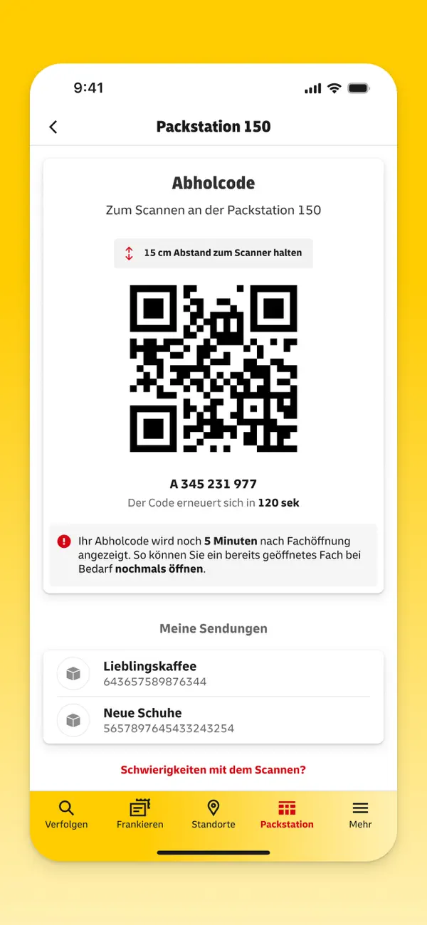 Post & DHL iPhone App Screenshot 7 – Produktivität