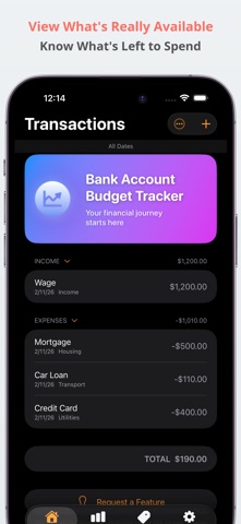 Bank Account Budget Tracker iPhone screenshot