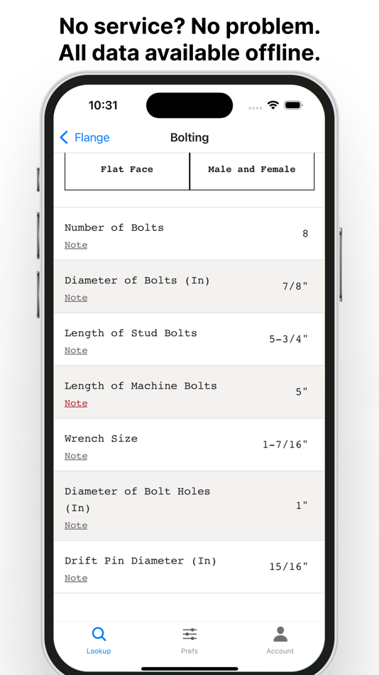 #3. Flange Bolt Size & Torque (iOS) 由: Open Source Consulting LLC