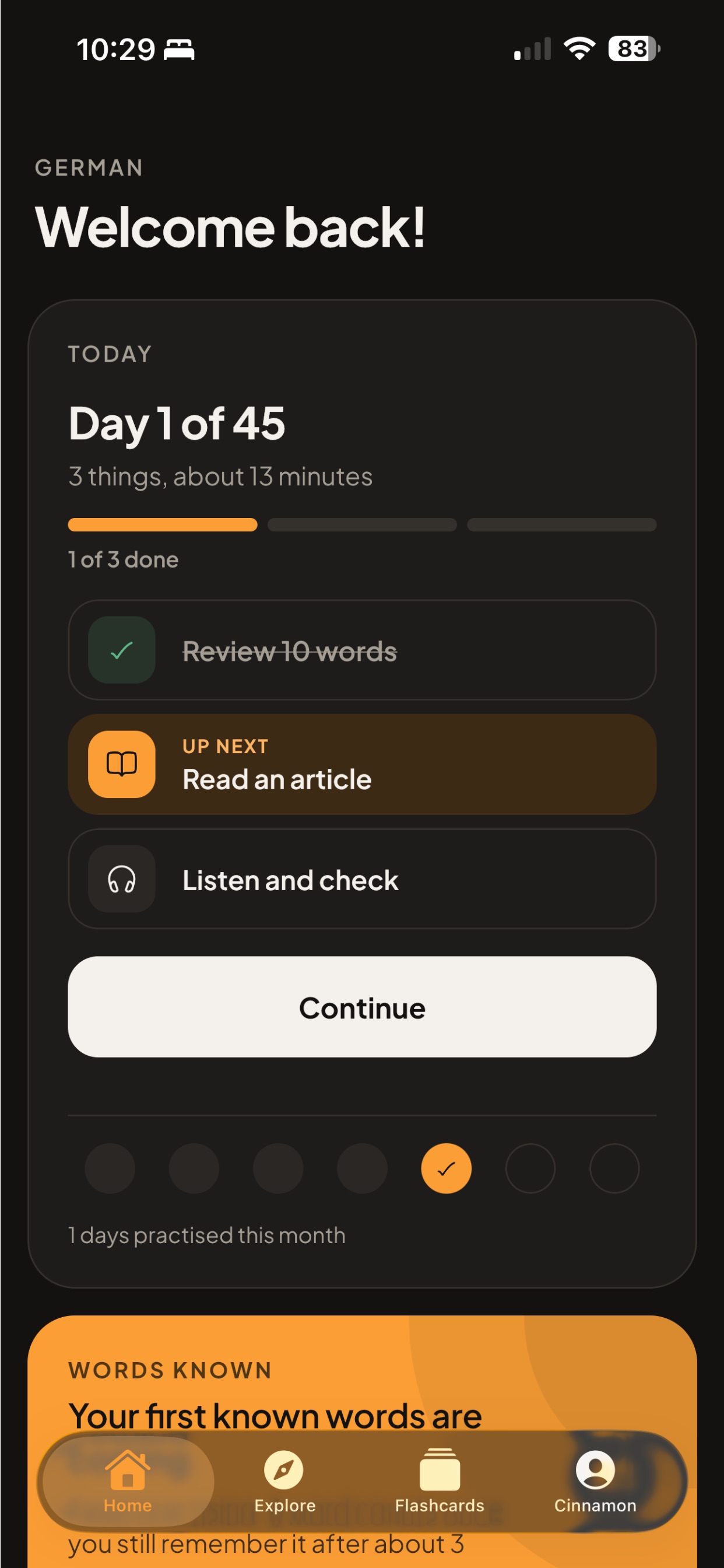 Screenshot 1 of Cinnamon - Learn Languages