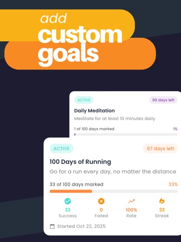 100 DEDICATED - Goal Tracker iPad screenshot
