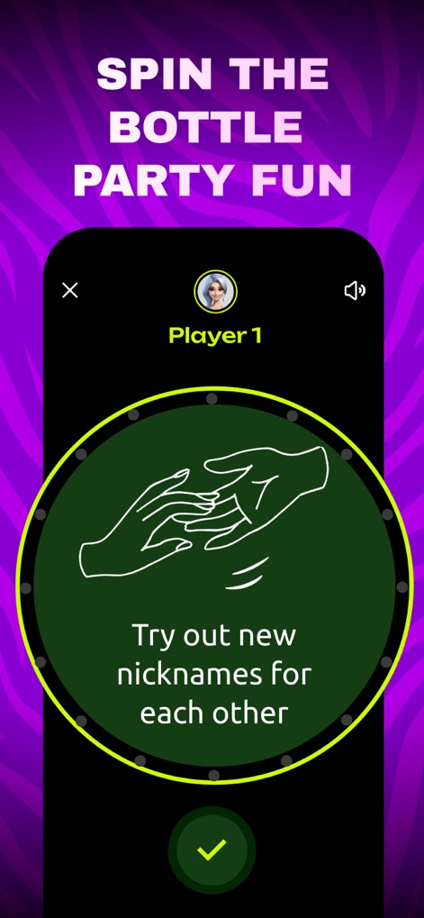 Couples Games: Spicy Challenge - Dieses interaktive Glücksrad bietet unterhaltsame Impulse wie "Try out new nicknames for each other" und fördert spielerisch die gemeinsame Kommunikation.