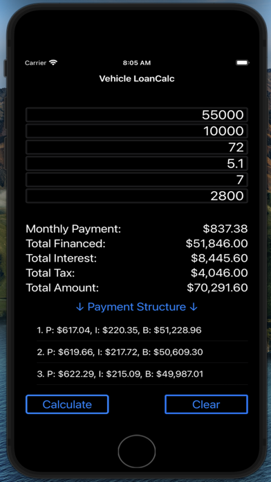 Vehicle LoanCalc Screenshot