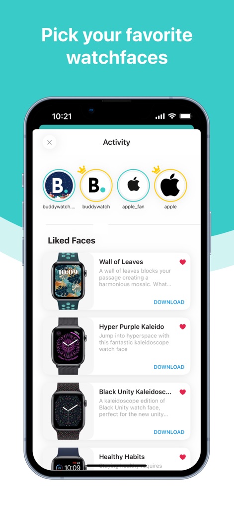 Buddywatch - Watch Faces - The app fosters community interaction, allowing users to explore popular watch faces and discover designs favored by other enthusiasts.