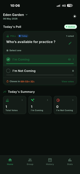 CrickPoll - Cricket Team App Screenshot 1 of 4