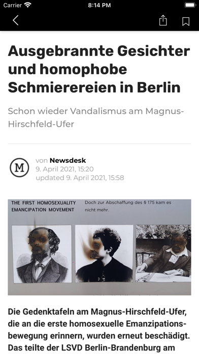 Mannschaft LGBTIQ-News Screenshot