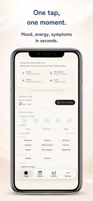Lunette: Period & Mood Log screenshot 3
