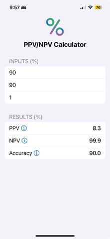 NPV PPV Calc screenshot