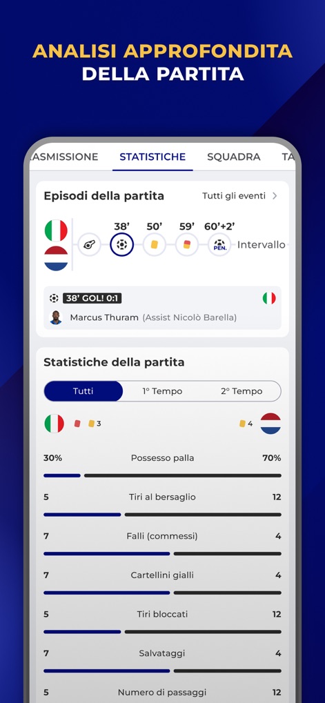 Inter Live - News & Matches - Nutzer können hier umfassende Matchstatistiken einsehen, die detaillierte Angaben zum Ballbesitz und der Anzahl der Torschüsse beider Teams in grafischer Form darstellen.
