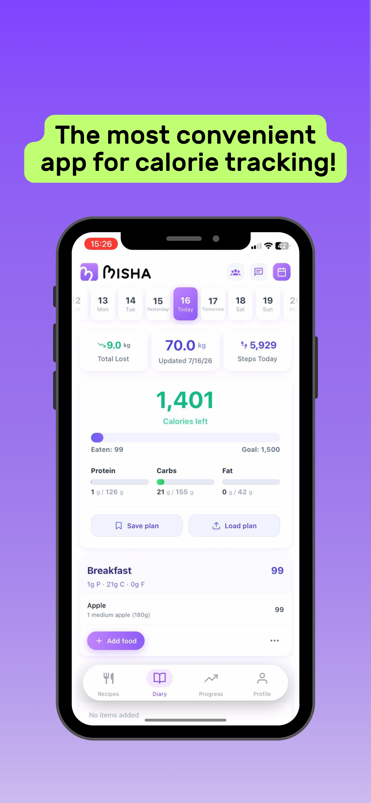 Misha: Calorie Tracker & Diet