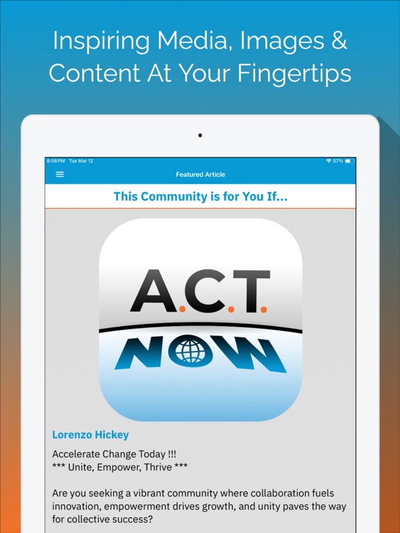 A.C.T. NOW iPad screenshot 5 - Social Networking app