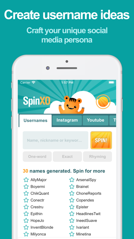 #1. SpinXO Username Generator (iOS) 由: NameStation