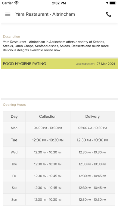 Yara Restaurant Altrincham Screenshot