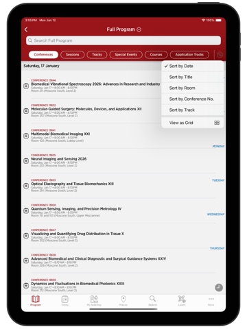 SPIE Conferences iPad screenshot