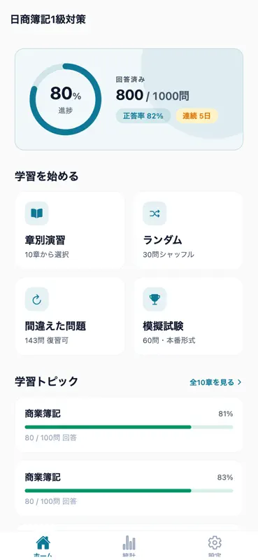 日商簿記1級対策 1000問 screenshot 1 of 6