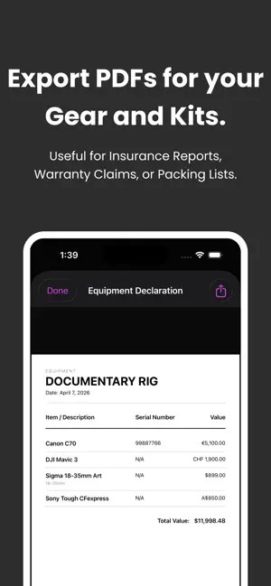 Camera Shelf - Gear Tracker screenshot 2