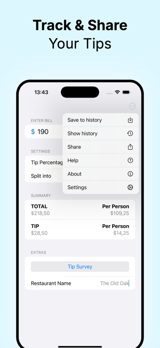 Tip tracker - bill split Screenshot 3 of 7