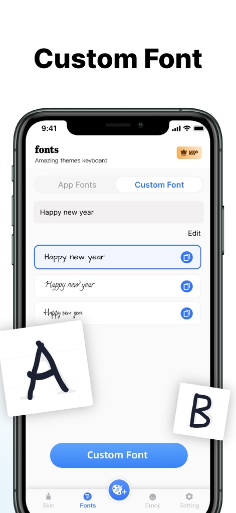 Keyboard Fonts - Font Art - Witness the intuitive interface where users can manage their custom fonts and explore the creation of personalized handwritten styles.