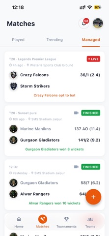 CricOn: Cricket Score & Stream screenshot
